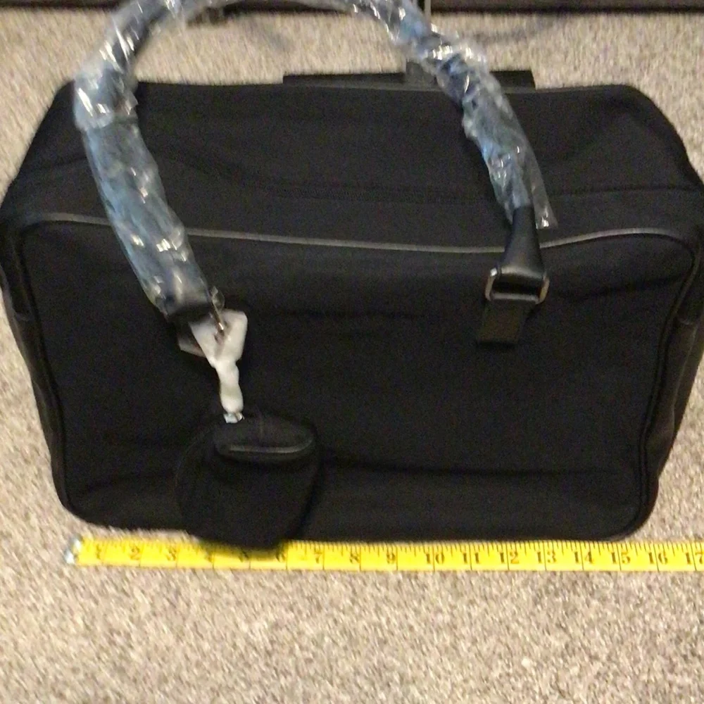 New Calvin Klein Elegant Black canvas and leather Duffel Bag